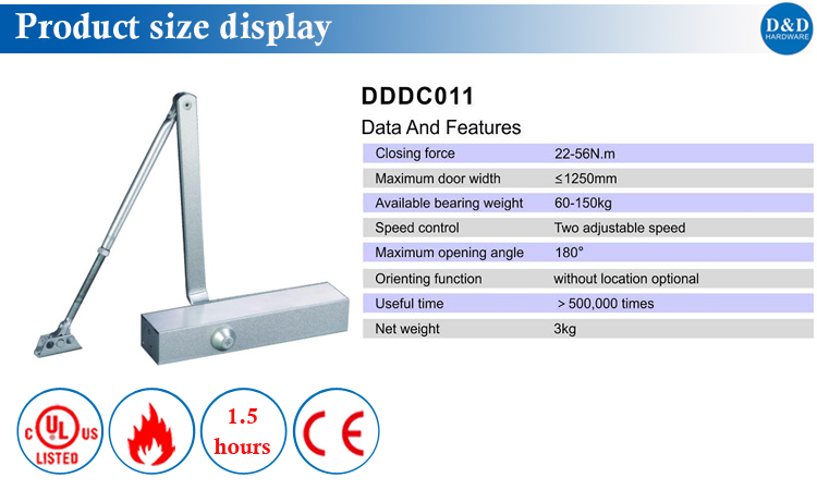 Aluminum Alloy Door Closer-D&D Hardware DDDC011 Taille
