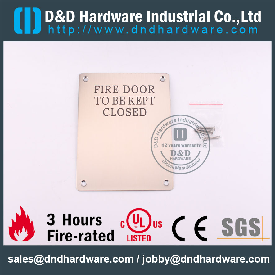 SS304 Plaque Signature 130x170mm pour porte coupe-feu pour portes résistant au feu -DDSP010