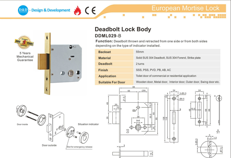LOCKAGE DEADBOLT Hardware Body-D & D
