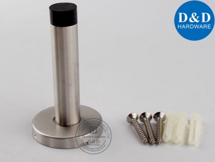 Bouchon de porte murale en acier inoxydable avec quincaillerie en plastique D et D