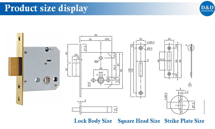 Taille du produit Display-D & D Hardware