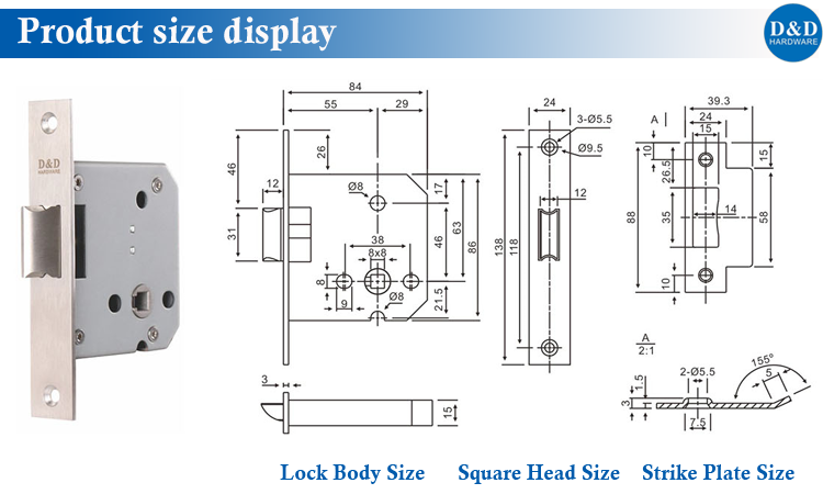 Taille du produit Display-D & D Hardware