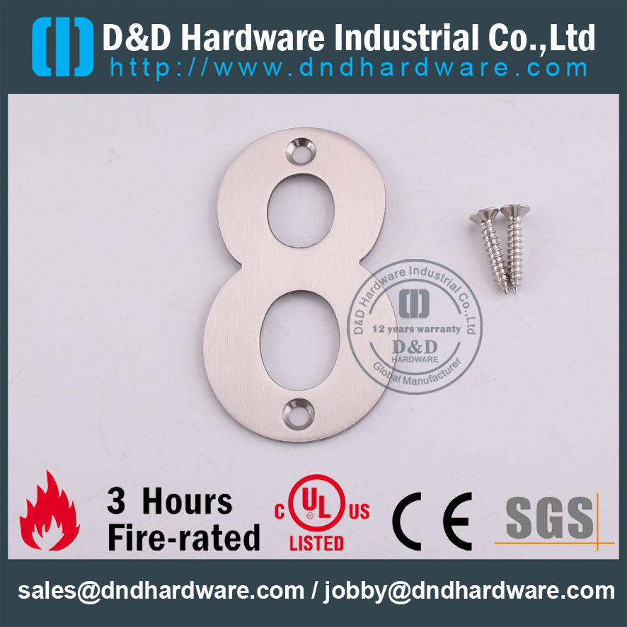 D & D Hardware-Fire Plaque d'identification de numéro en acier inoxydable DDSP013