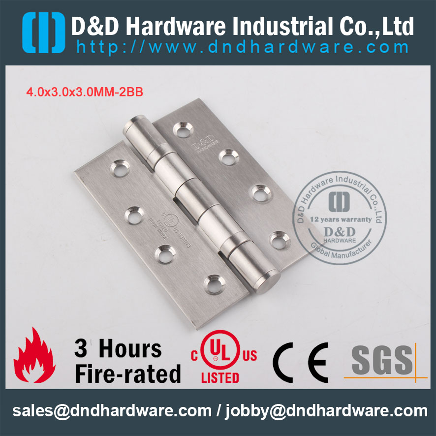 D & D Hardware-UL-UL en acier inoxydable 4x3x3-2BB Charnière de porte DDSS001