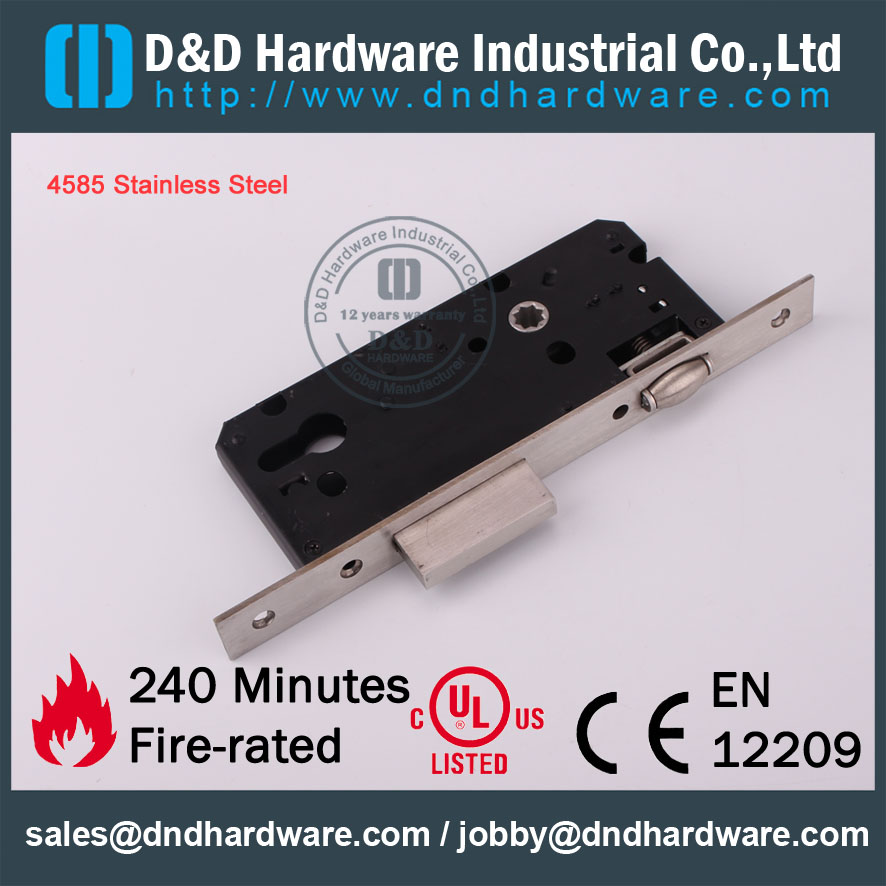 D & D Hardware-Europe Market SS304 Roller Mortise porte Lock DDML017
