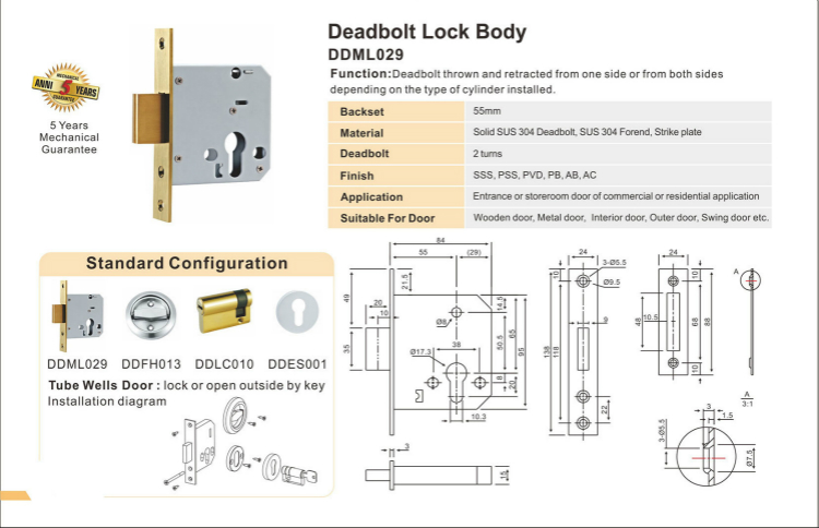 LOCKAGE DEADBOLT Hardware Body-D & D