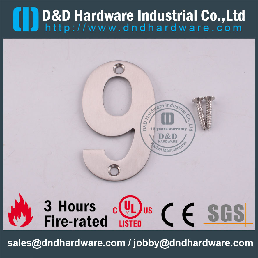 D & D Hardware-UL Plaque indicatrice de numéro standard SS304 DDSP013