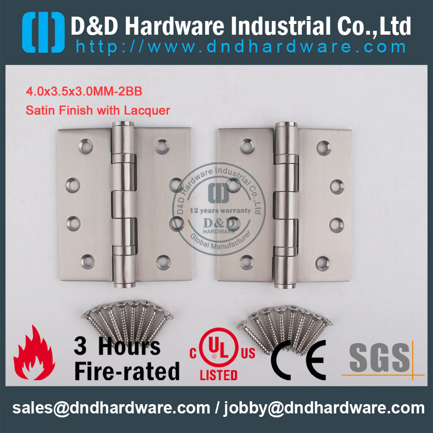 D & D Hardware-Porte en bois 4.0x3.5x3.0-2bb Charnière en acier inoxydable DDSSS001
