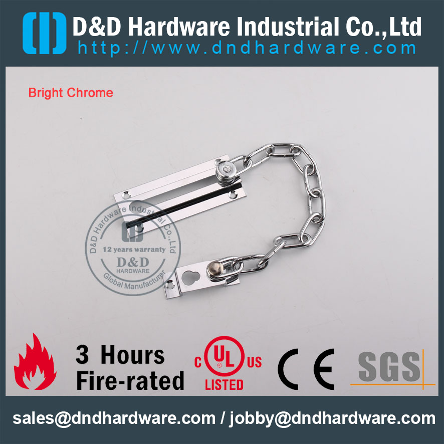 D & D Hardware-Chaîne de porte en acier chromé brillant DDDG005