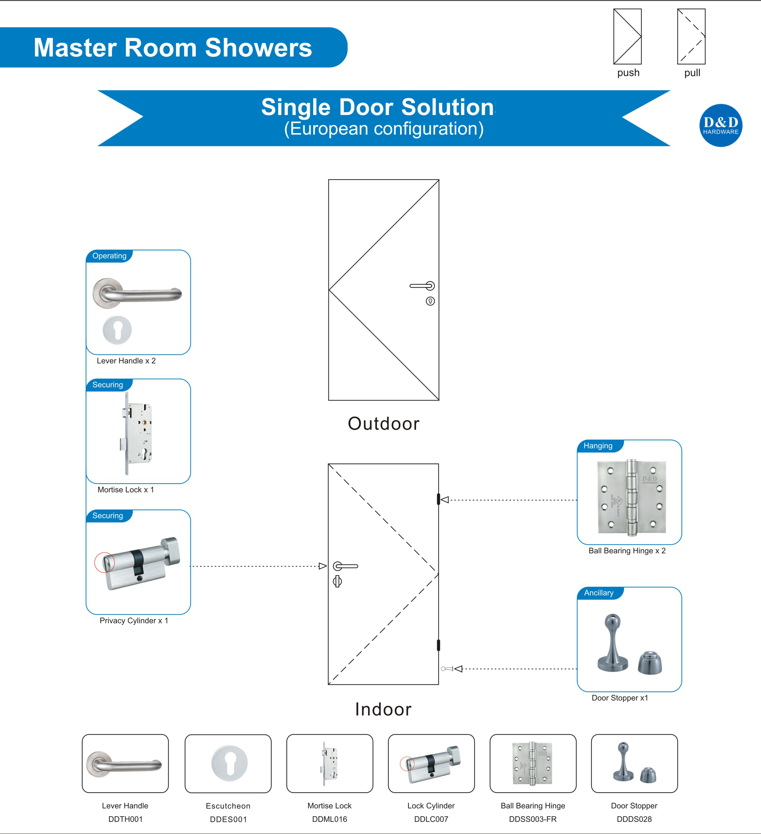 Douche de la chambre principale Solution de porte en bois-D & D
