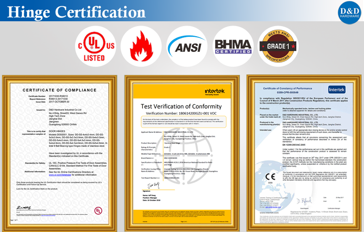 Hinge Certification-D & D Hardwar