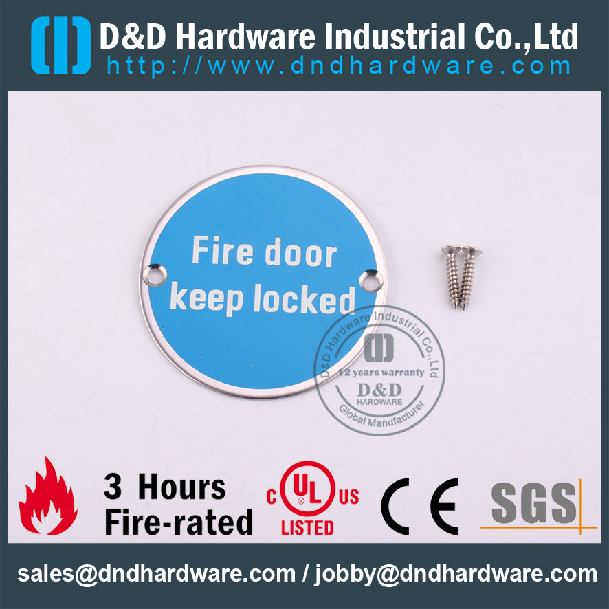 D & D Hardware-SS201 Plaque signalétique d'indication de porte coupe-feu DDSP007