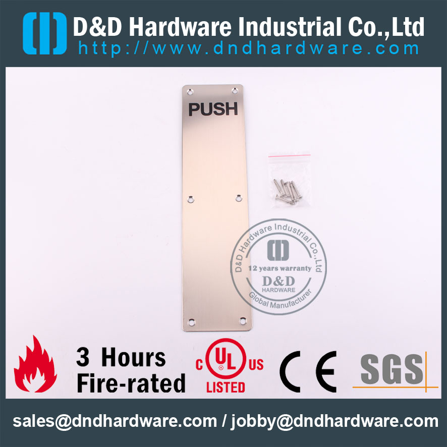 D & D Hardware-Europe Design Plaque PUSH DDSP005 en acier inoxydable de 75x300mm