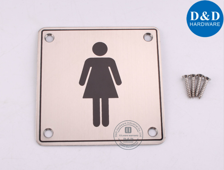 Enseigne carrée pour salle de bain, acier inoxydable, femme - Plaques en D et D