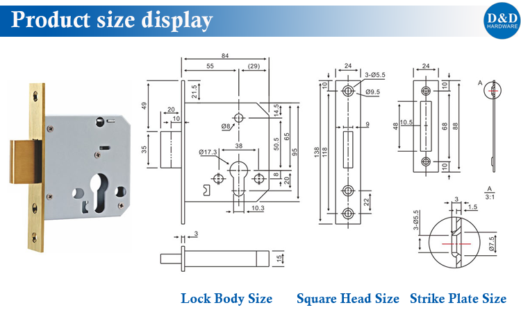 Taille du produit Display-D & D Hardware