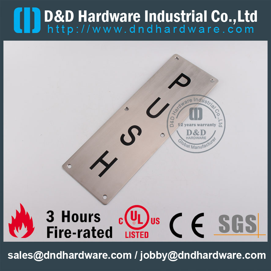 D & D Hardware-Hardware - Quincaillerie architecturale Plaque PUSH DDSP004