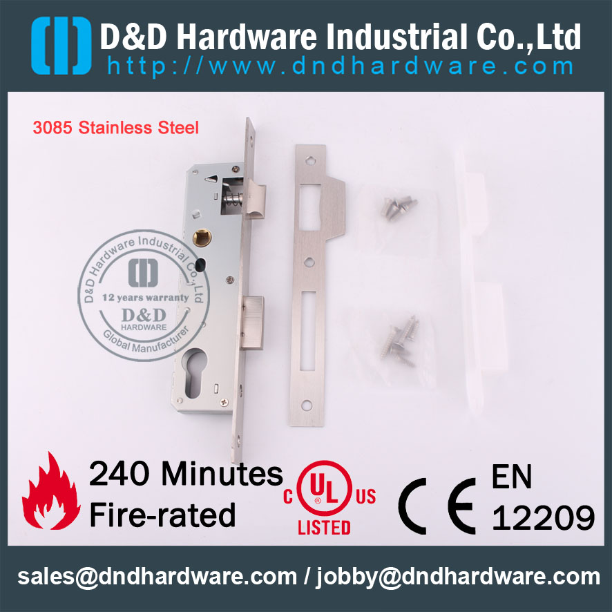 D & D Hardware-3085 Acier inoxydable Design décoratif de la décoration Serrure Mortise DDML021