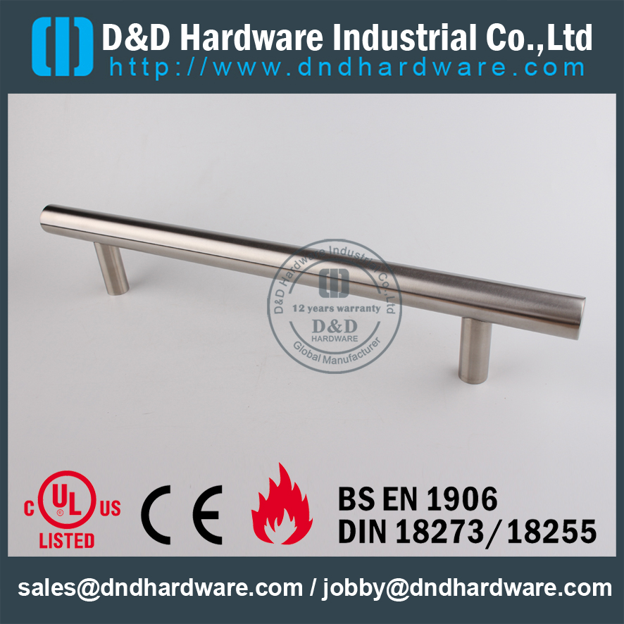 D & D Hardware-Acier inoxydable 304 Poignée en bois pour porte en bois DDPH020-B