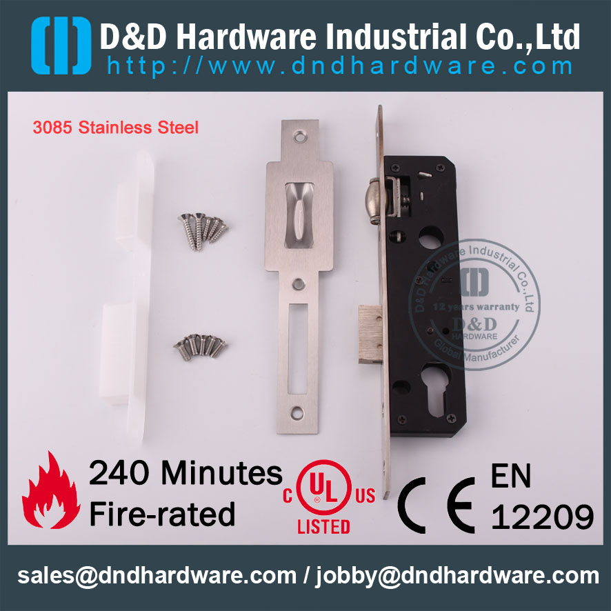 D & D Hardware-3085 Acier inoxydable 304 Roller Mortise Lock DDML017
