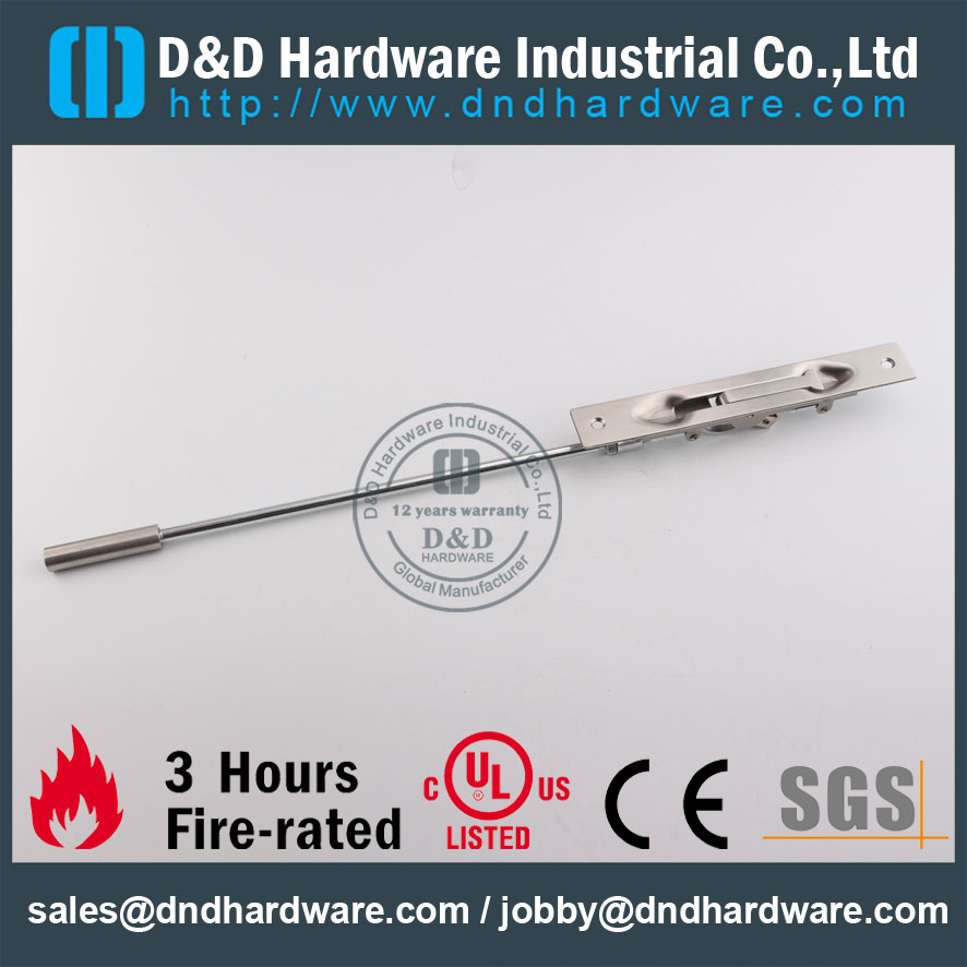D & D Hardware-Boulon affleurant de porte en acier inoxydable de 12 pouces DDDB011