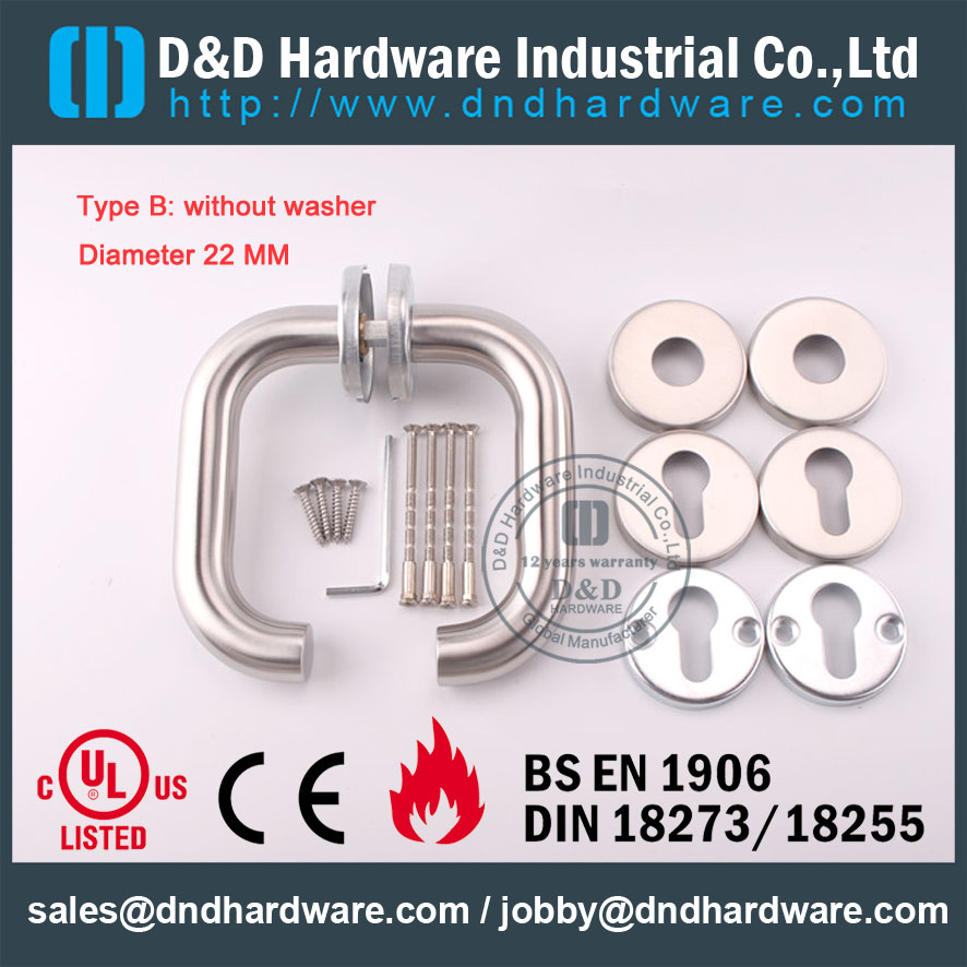 D & D Hardware-BS EN 1906 Poignée de porte sans rondelle DDTH001