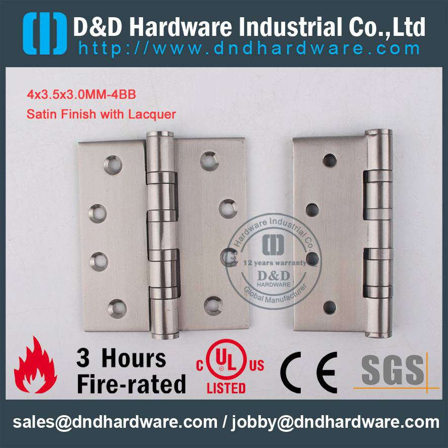 Certificat Hardware-CE D & D Fire Classée SS304 Charnière de porte DDSSS002