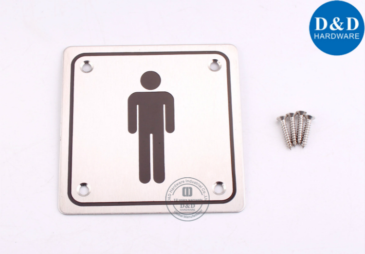 Plaque signalétique carrée pour salle de bain, acier inoxydable 304, hommes - Quincaillerie