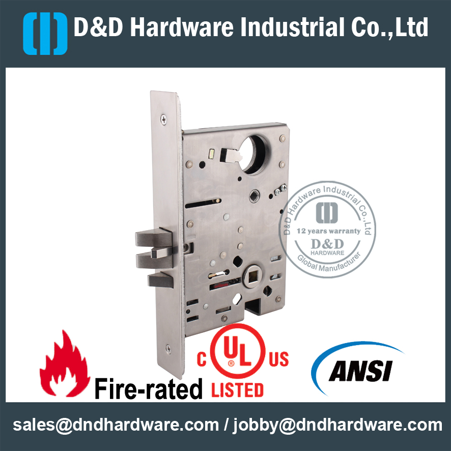 Serrure à mortaise SS304 ANSI pour salle de classe-DDAL05-F05