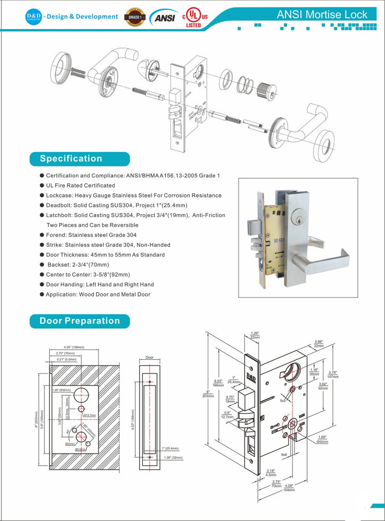 ANSI MORTISE LOCK-D & D HAUTWARE (2)