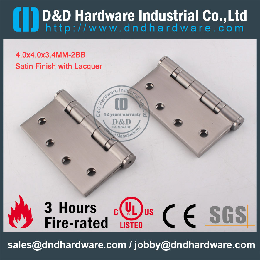 D & D Hardware-SS304 Terminer satiné avec laque 4.0x4.0x3.4-2BB Charnière DDSS001