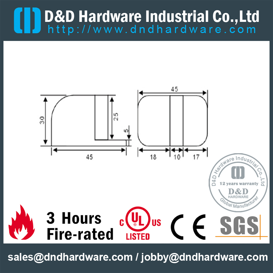 Butée de porte carrée unique en acier inoxydable pour House Door - DDDS103