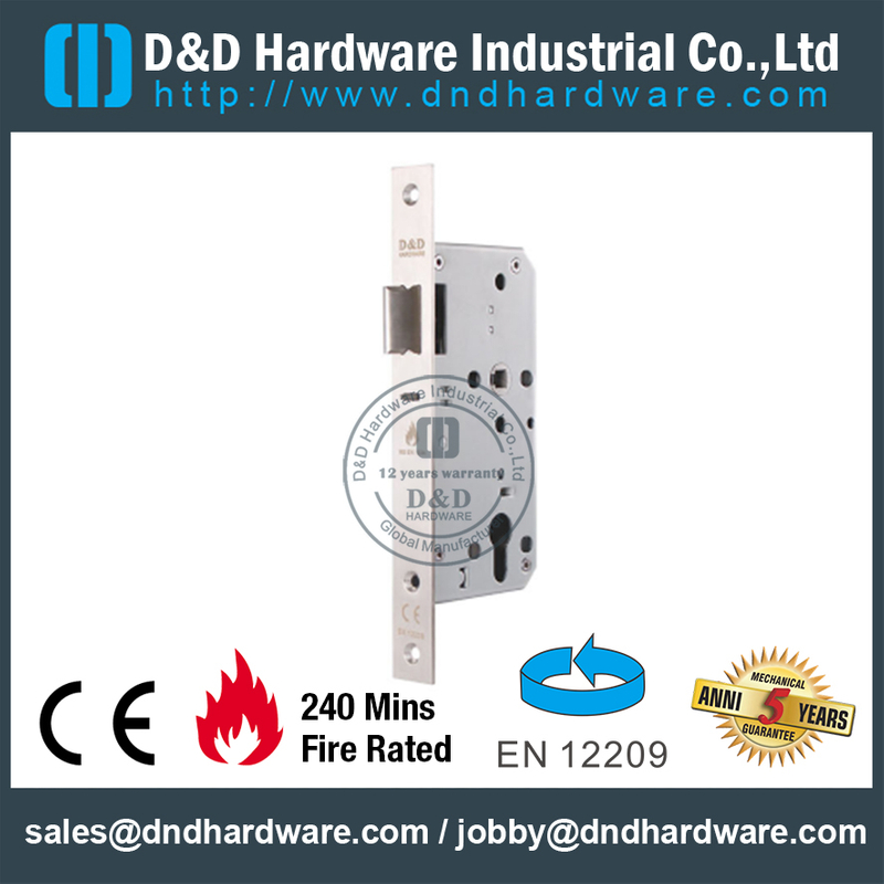 Serrure de porte coupe-feu à mortaise CE SS304 -DDML026