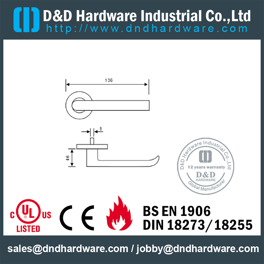 Poignée de porte verticale en inox 304 pour porte en métal - DDSH202