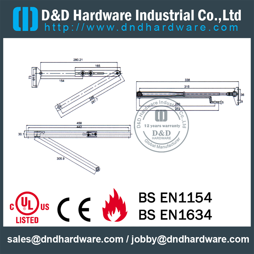 Fermeture de porte en alliage d'aluminium de type Y pour porte en métal - DDDC-20A