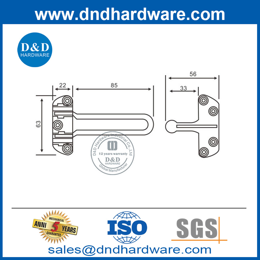 Garde de porte d'acier inoxydable de sécurité moderne pour la porte d'hôtel-DDDG001