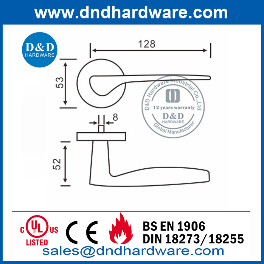 Poignées à levier solides pour porte extérieure SS316 pour porte en bois-DDSH008