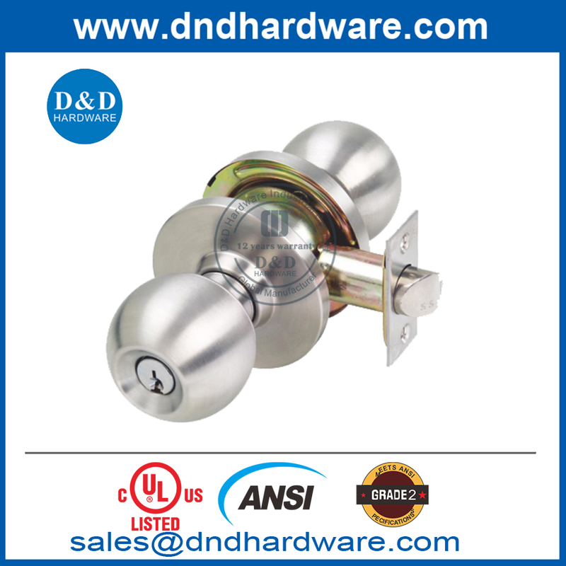 UL répertorié UL 10C ALLIAGE DE ZINC ANSI FIRE CLADÉ CYLINDERIQUE BOUPLE TUBULAIRE LOCKSET-DDLK012