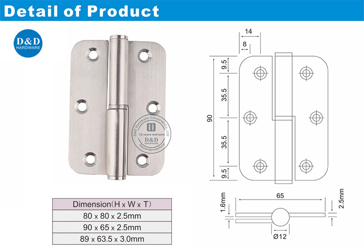 Hinge-Dof-Off SS Hinge-D & D Hinware 
