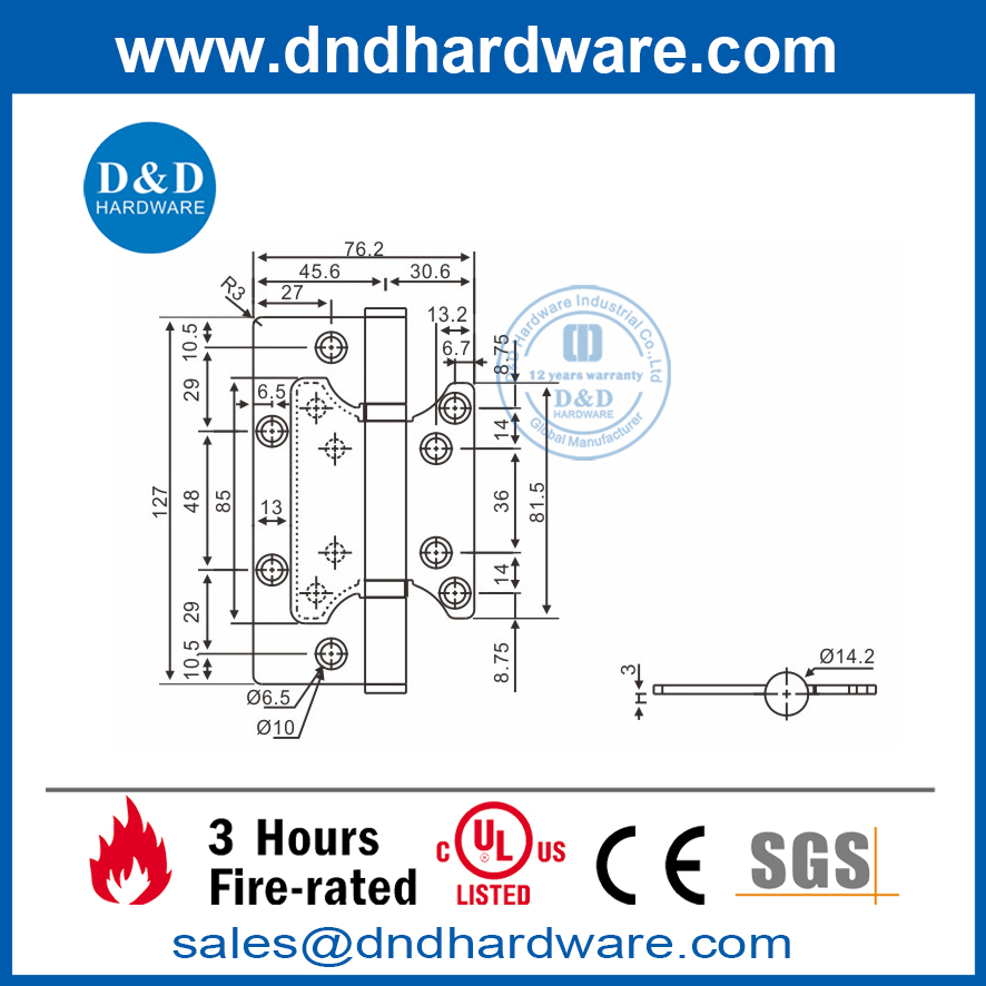 Charnière affleurante moderne en acier inoxydable pour portes de bureaux-DDSS026