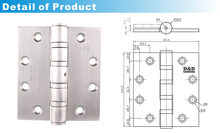Hinge de porte de feu NRP DDSS002-4BB