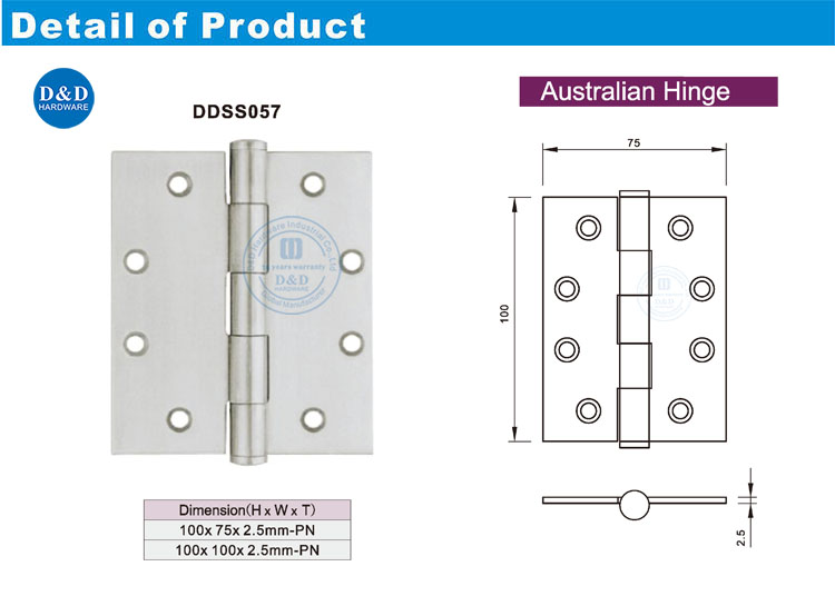 Hinges de porte à charnière de porte en acier inoxydable 