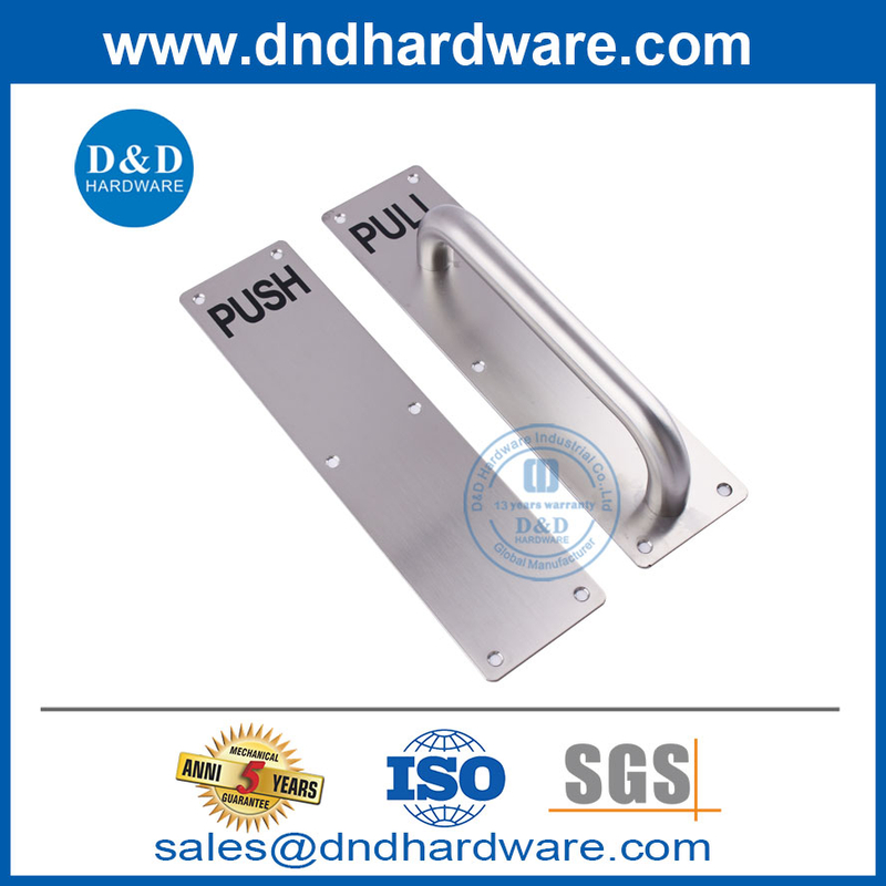 Conception moderne en acier inoxydable poussoir et plier plaque avec poignée de porte-DDPH023