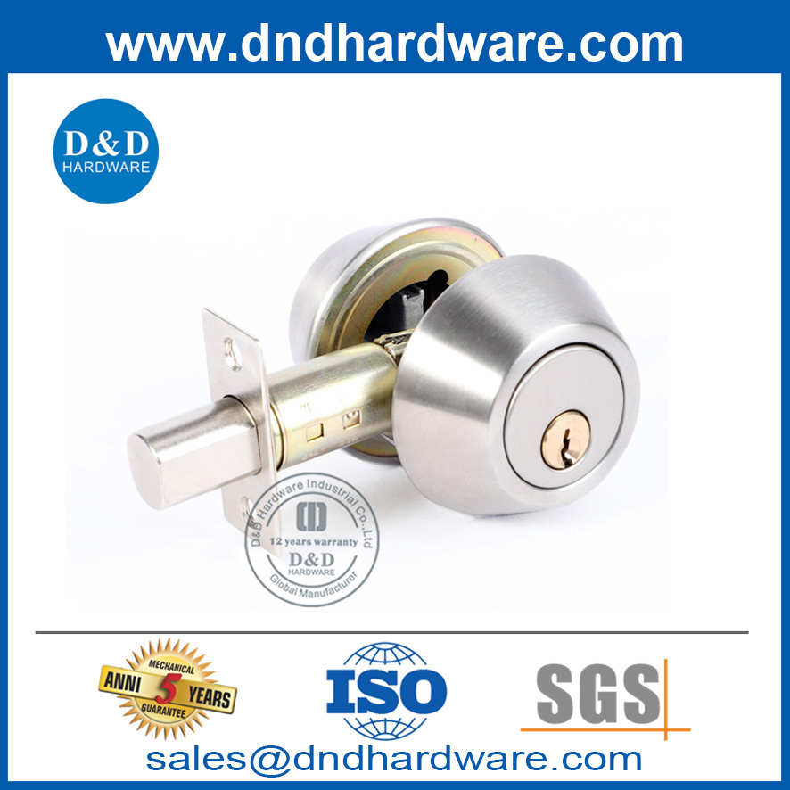 Type rond en alliage zinc argenté Couleur de porte de porte verrouillage de porte mortelle mortelle-ddlk024