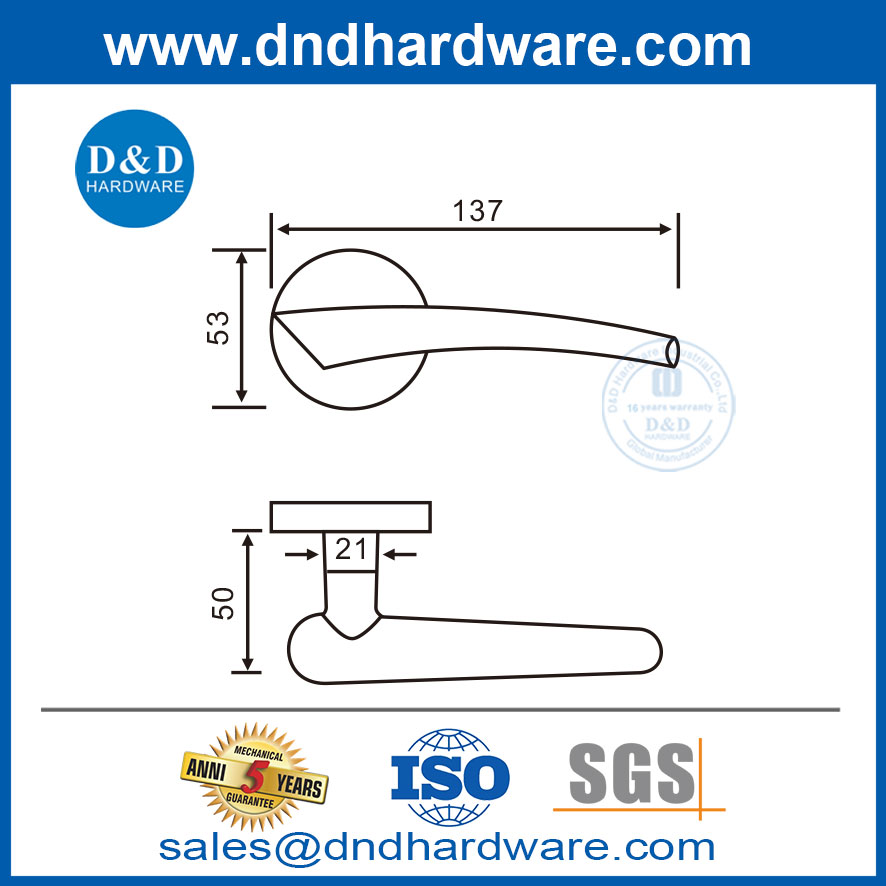 Poignées de porte de passage en acier inoxydable à la porte d'intimité moderne Handle-DDSH043