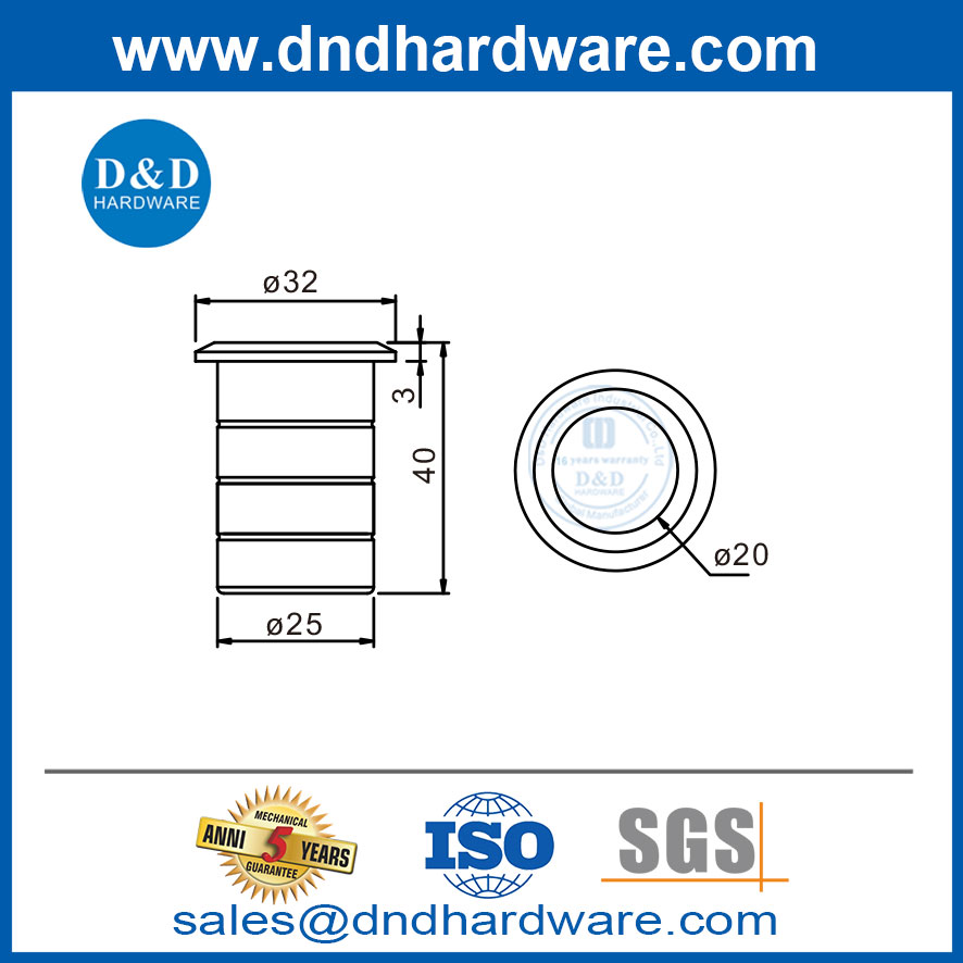 Hardware de porte en acier inoxydable Flush Bolt Proof Prooft Strike for Front Door-DDDP008