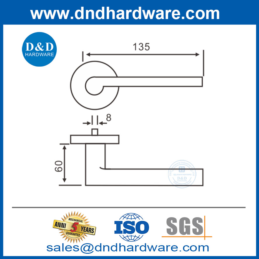 Poignées de porte industrielles en acier inoxydable Handles de porte moderne intérieure-DDTH022