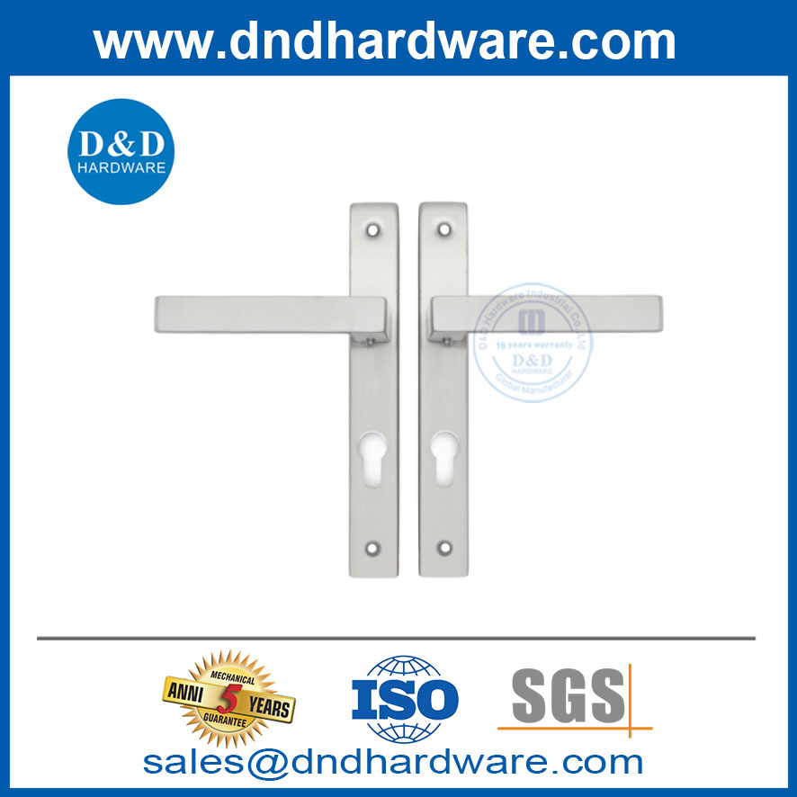 Poignée de levier de porte de plaque arrière à cadre étroit en acier inoxydable avec plaque-DDNP002