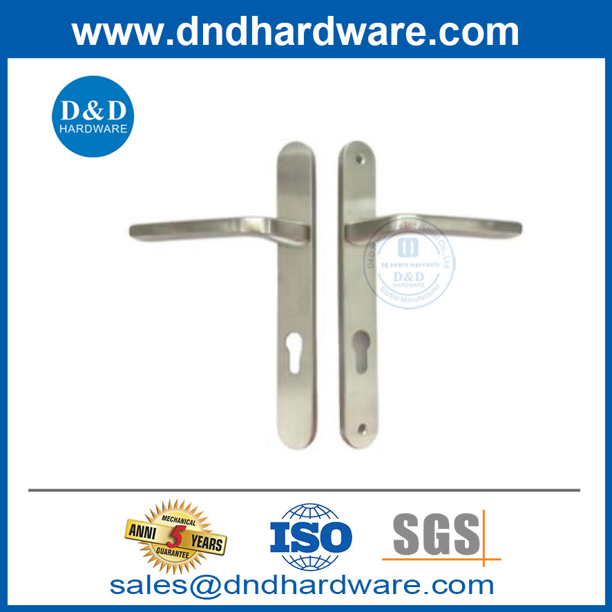 Pointe de porte Plaque en acier inoxydable étroite plaque ovale de la chambre à coucher le levier de porte Handle-DDNP001