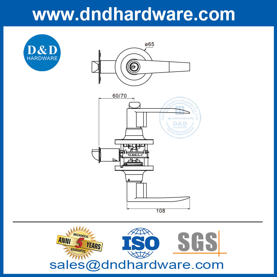 Sentes de verrouillage de porte d'entrée à double cylindre Lockset-set-ensemble-ddlk014 en acier inoxydable