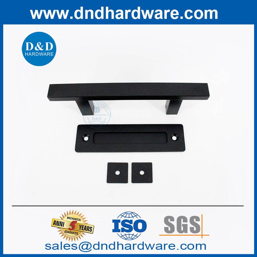 Black Heavy Duty en acier coulissant Poignée de porte de porte Patre de porte de grange et rinter le matériel-ddbd103